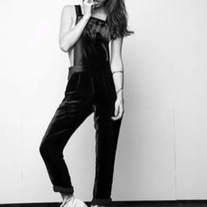 Top shop Crushed Velvet Overalls Black